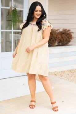 Cute But Casual Dress, Cream -VogueBabe Store CuteButCasualDress Cream 0207