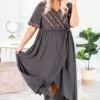 Born To Be Free Dress, Charcoal