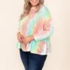 Emerald Neon Sunsets Top, Mint-Peach
