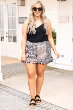 Dancing Tiger Shorts, Mocha/Black 11 Dancing Tiger Shorts, Mocha/Black -VogueBabe Store DancingTigerShorts Mocha Black 3670