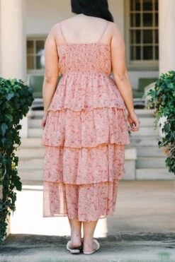 Days Together Midi Dress, Peach -VogueBabe Store DaysTogetherMidiDress Peach