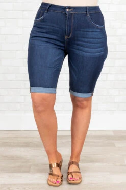 Don't Call Me Angel Jean Shorts, Navy Blue -VogueBabe Store Don tCallMeAngelJeanShorts NavyBlue 0005