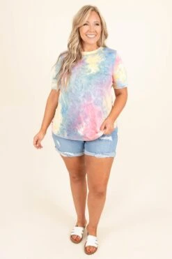 Favorite Remix Shorts, Light Blue -VogueBabe Store DreamInTieDyeTop Aqua Yellow 9796 bca96c79 a10a 4861 bc32 a33260cec064