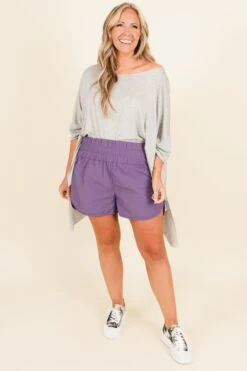 Feeling Motivated Shorts, Lilac Grey 12 Feeling Motivated Shorts, Lilac Grey -VogueBabe Store FeelingMotivatedShorts LilacGrey 3
