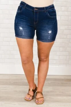 Feeling No Pressure Shorts, Dark Denim -VogueBabe Store FeelingNoPressureShorts DarkDenim 2 9e66bc6d aa77 4d9a 8643 1ef9e599c108