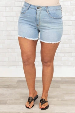 Fun And Games Shorts, Light Wash -VogueBabe Store FunAndGamesShorts LightWash 9473