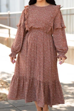 Garden Of My Dreams Dress, Brown -VogueBabe Store GardenOfMyDreamsDress Brown