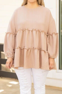 Give Me Butterflies Top, Taupe -VogueBabe Store GiveMeButterfliesTop Taupe 8568