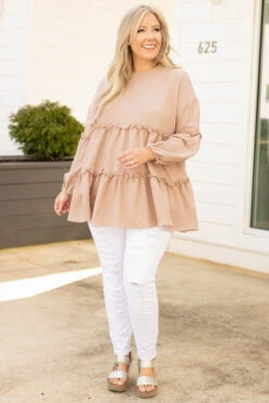 Give Me Butterflies Top, Taupe -VogueBabe Store GiveMeButterfliesTop Taupe 8576