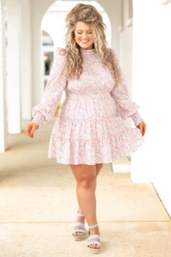 Goldie Flowerpress Dress, Dusty Pink -VogueBabe Store GoldieFlowerpressDress DustyPink 5
