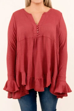 Happier Than Ever Tunic, Brick Red -VogueBabe Store HappierThanEverTunic BrickRed 2803