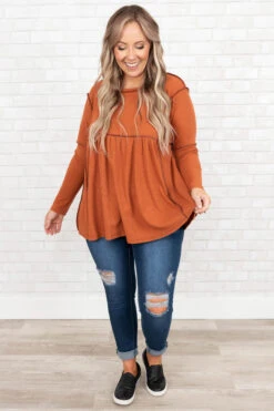 How The Story Goes Top, Cinnamon -VogueBabe Store HowTheStoryGoesTop Cinnamon 8594