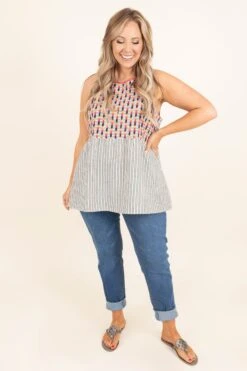 I'm Feeling Fancy Top, Ivory Charcoal -VogueBabe Store I mFeelingFancyTop IvoryCharcoal 9058