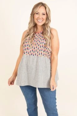 I'm Feeling Fancy Top, Ivory Charcoal