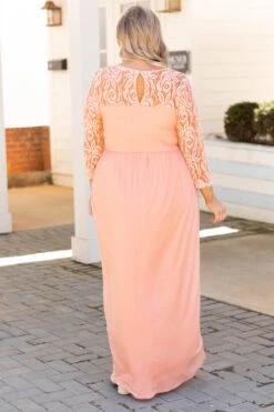 Looking Elegant Maxi Dress, Peach -VogueBabe Store LookingElegantMaxiDress Peach 4281