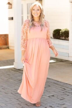 Looking Elegant Maxi Dress, Peach -VogueBabe Store LookingElegantMaxiDress Peach 4284