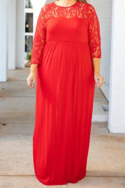 Looking Elegant Maxi Dress, Red -VogueBabe Store LookingElegantMaxiDress Red 2