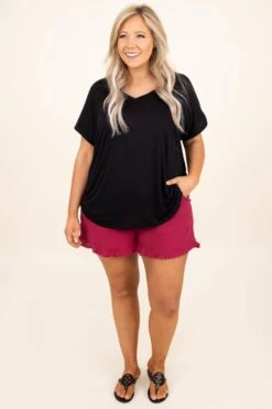 Sunkissed Daze Shorts, Maroon -VogueBabe Store MyCharmingTop Black 3