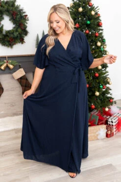 Never Too Late Maxi Dress, Navy -VogueBabe Store NeverTooLateMaxiDress Navy 9655
