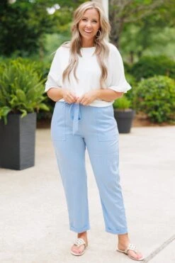 Nice For Once Pants, Light Blue -VogueBabe Store NiceForOncePants LightBlue 4