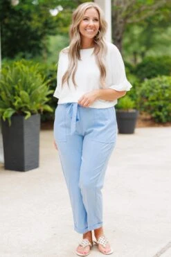 Nice For Once Pants, Light Blue -VogueBabe Store NiceForOncePants LightBlue 5