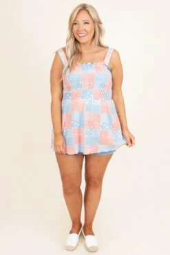 Nice Night Top, Pink/Blue -VogueBabe Store NiceNightTop Pink Blue 8816