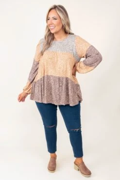 Nostalgic Heart Top, Mustard-Mocha -VogueBabe Store NostalgicHeartTop Mustard Mocha 4