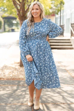 Only Happiness Dress, Blue -VogueBabe Store OnlyHappinessDress Blue 9891