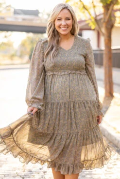 Out In The World Dress, Sage