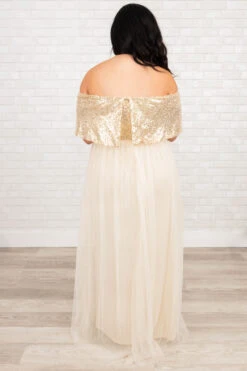 Posh Outlook Maxi Dress, Gold -VogueBabe Store PoshOutlookMaxiDress Gold 3