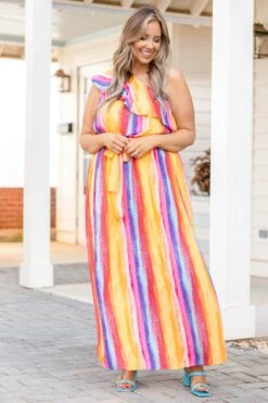 Queen Of Stripes Dress, Multi -VogueBabe Store QueenOfStripesDress Multi 9440