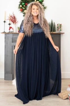 Shining Like A Diamond Dress, Navy