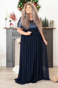 Shining Like A Diamond Dress, Navy -VogueBabe Store ShiningLikeADiamondDress Navy 0807