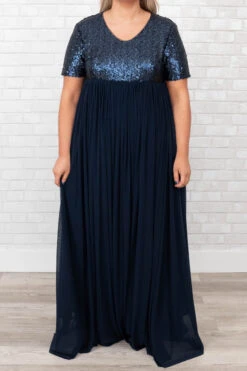 Shining Like A Diamond Dress, Navy -VogueBabe Store ShiningLikeADiamondDress Navy 9978