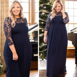 Looking Elegant Maxi Dress, Navy -VogueBabe Store SidebySideTemp8