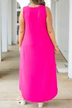 Simple Truths Midi Dress, Fuchsia -VogueBabe Store SimpleTruthsMidiDress Fuchsia
