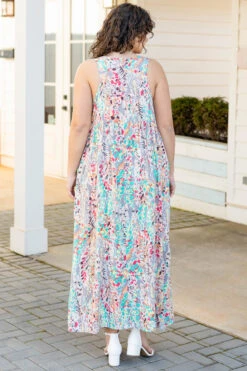 Summer Babe Maxi Dress, Gray Multi -VogueBabe Store SummerBabeMaxiDress GrayMulti 9119