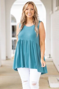 Summer Soiree Tank, Dusty Teal