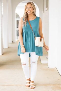 Summer Soiree Tank, Dusty Teal 10 Summer Soiree Tank, Dusty Teal -VogueBabe Store SummerSoireeTank DustyTeal 6962