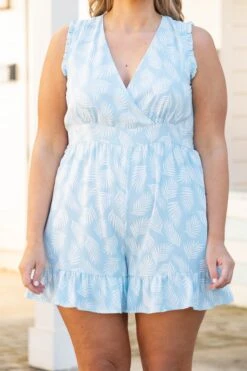 Tangled Up In Blue Romper, Baby Blue -VogueBabe Store TangledUpInBlueRomper BabyBlue 9415