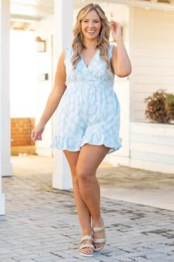 Tangled Up In Blue Romper, Baby Blue -VogueBabe Store TangledUpInBlueRomper BabyBlue 9416