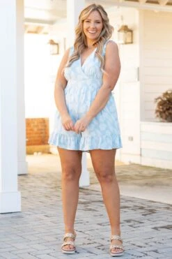 Tangled Up In Blue Romper, Baby Blue -VogueBabe Store TangledUpInBlueRomper BabyBlue 9418