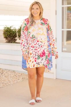 The Identical Dress, Cream-Blue -VogueBabe Store TheIdenticalDress Cream Blue 0893