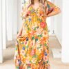 Walking Through Flowers Dress, Orange -VogueBabe Store WalkingThroughFlowersDress Orange 9769