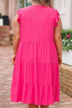 Wasting Your Time Midi Dress, Hot Pink -VogueBabe Store WastingYourTimeMidiDress HotPink 1