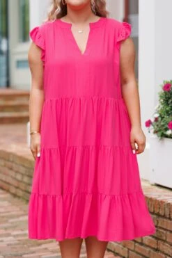 Wasting Your Time Midi Dress, Hot Pink -VogueBabe Store WastingYourTimeMidiDress HotPink 2