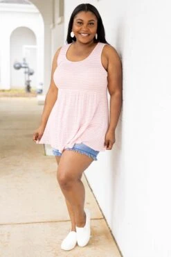 Weekender Waffle Babydoll Stripe, Pink -VogueBabe Store WeekenderWaffleBabydollStripe Pink 7257