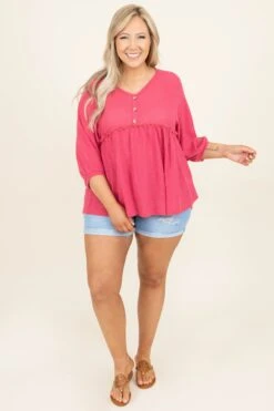 Tell Me About It Shorts, Light Wash -VogueBabe Store WinTheirHeartsTop Raspberry 0013