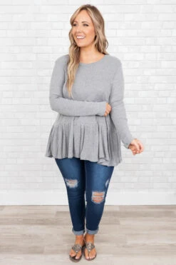 With Confidence Top, Heather Grey -VogueBabe Store WithConfidenceTop HeatherGrey 8965